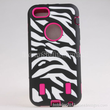 Zebra-Stripe Pattern Silicone+Hard Case For iPhone 5C